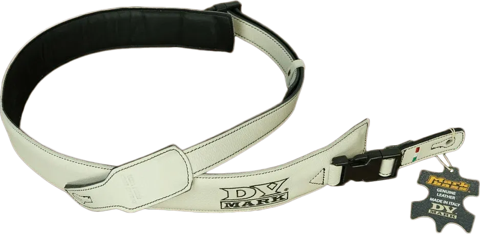 DVmark Strap S gitarreim hvitt skinn 55mm Clip Lock