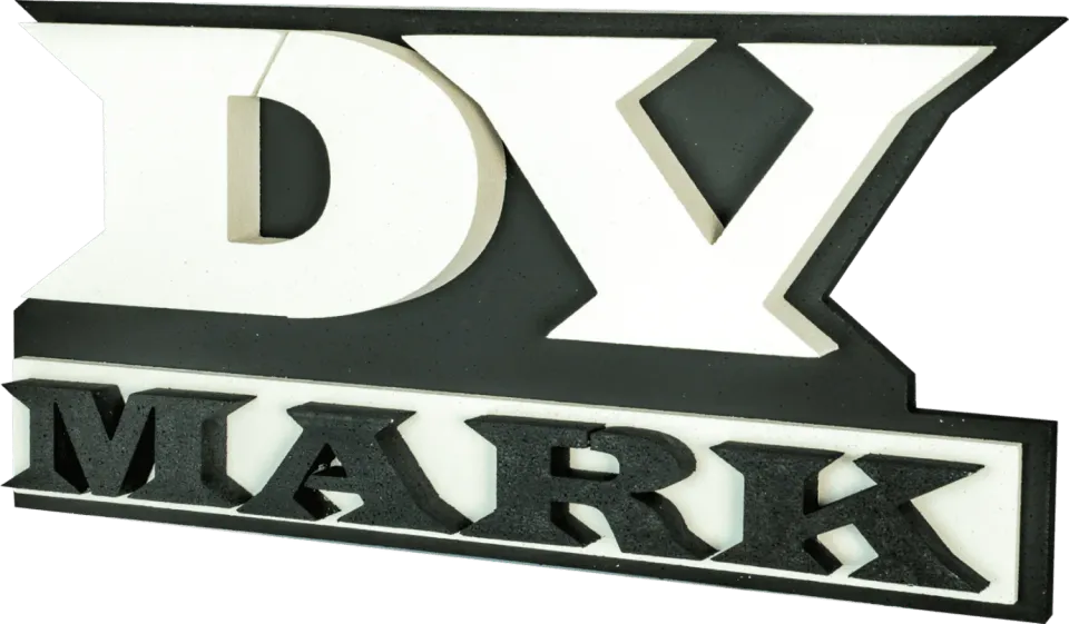 DV Mark Logo 3D-skilt polystyren veggdekor hvit