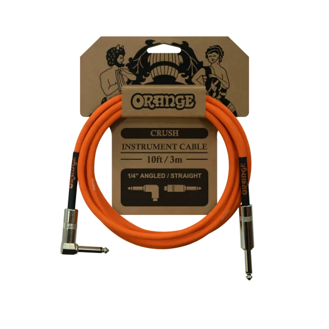Orange 10ft instrumentkabel vinklet 3m støysvak