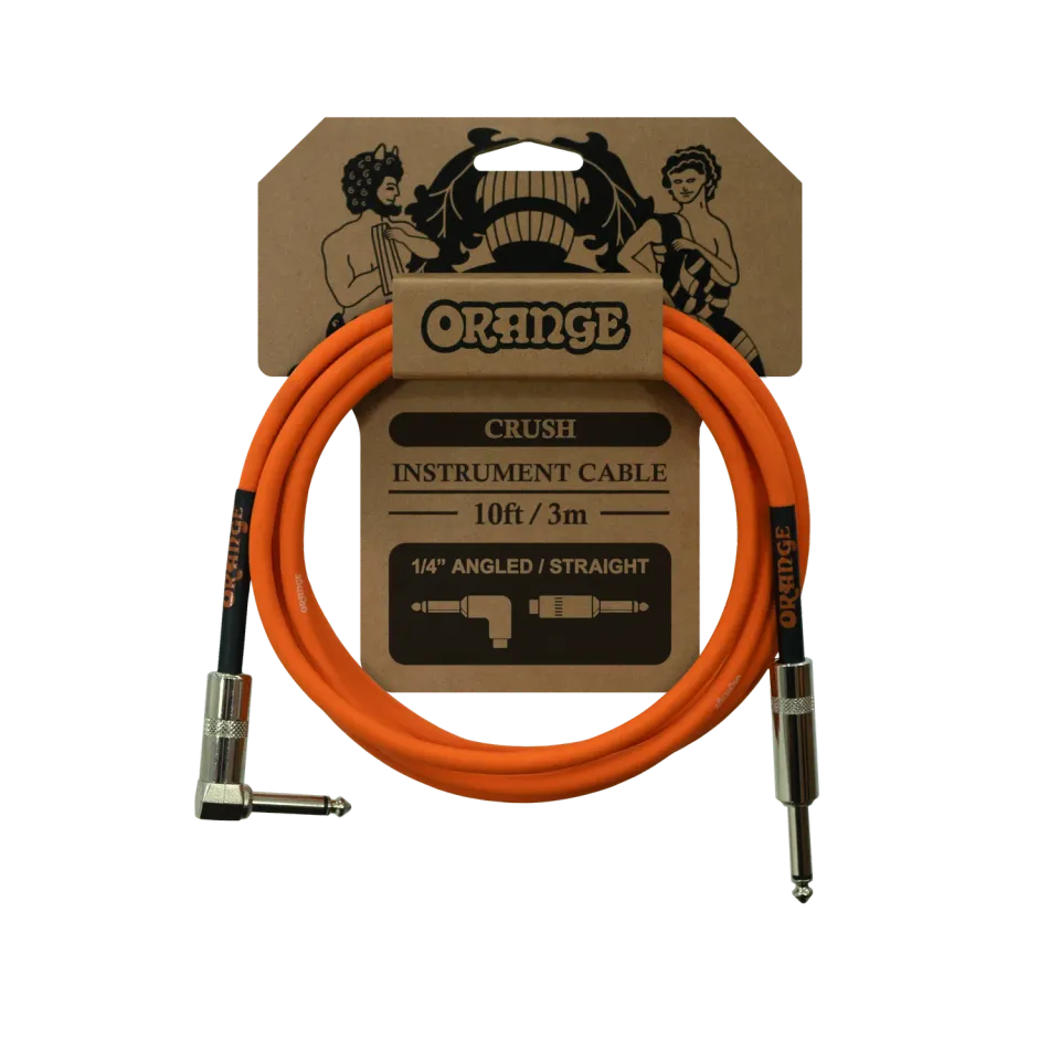 Orange 10ft instrumentkabel vinklet 3m støysvak