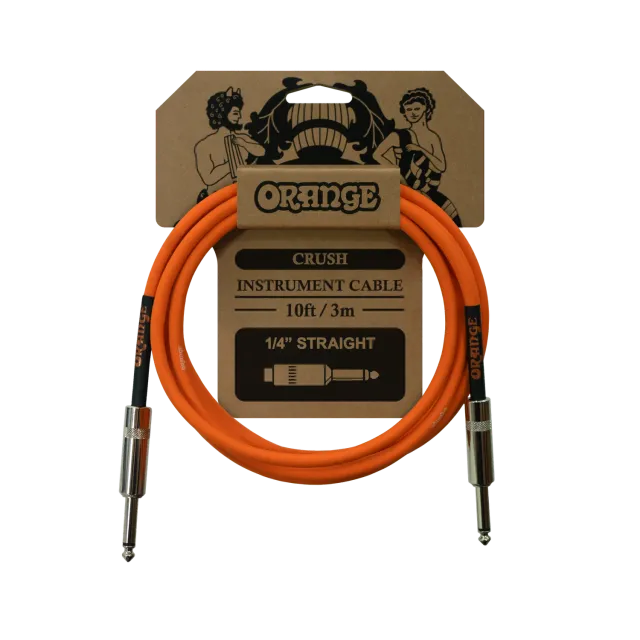Orange 10ft instrumentkabel rett plugg 3 m