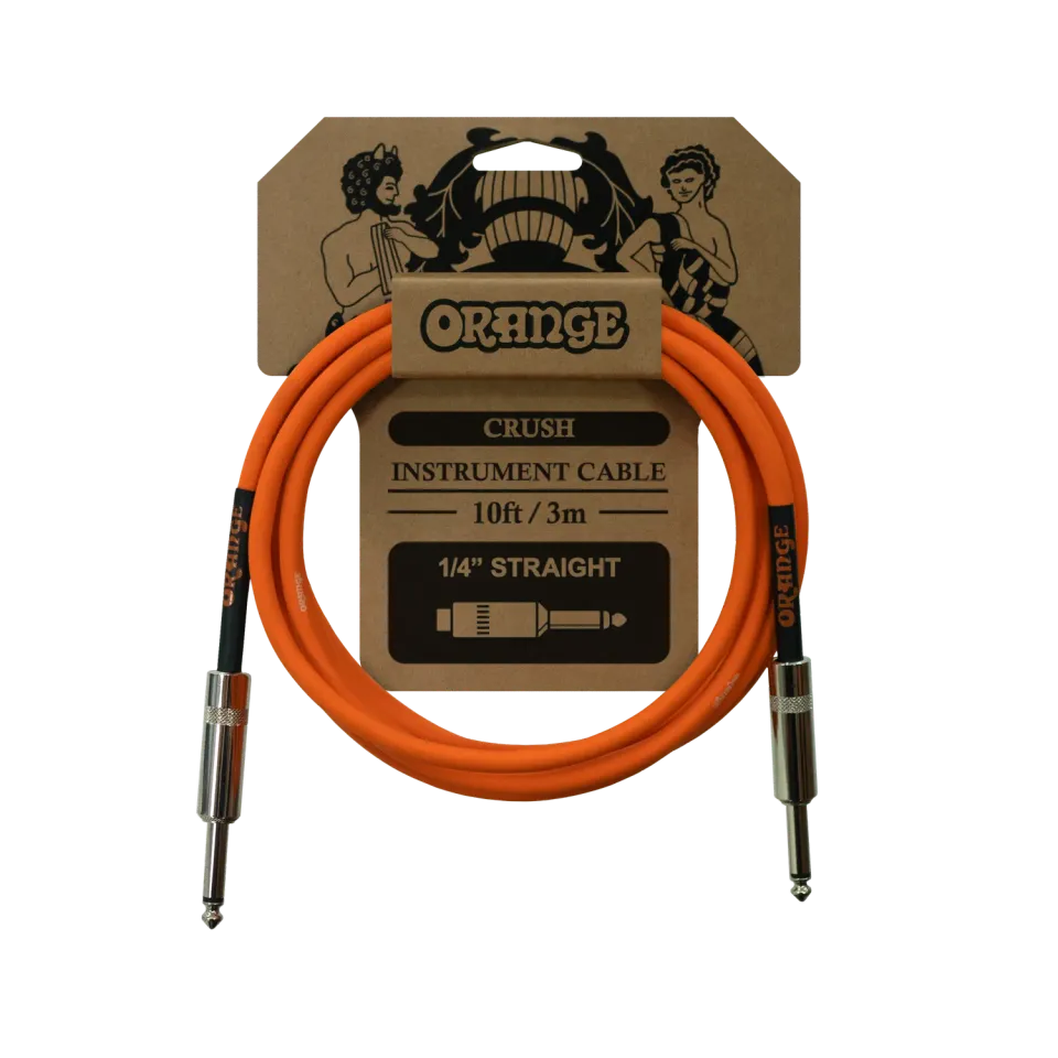 Orange 10ft instrumentkabel rett plugg 3 m