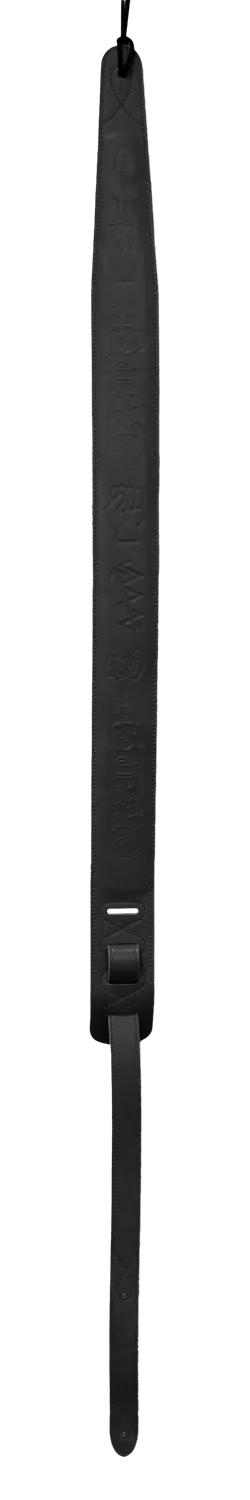 Orange Leather Guitar Strap gitarreim brun lær hieroglyf
