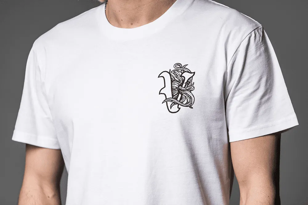 Victory The Kraken T-skjorte hvit bomull svart logo