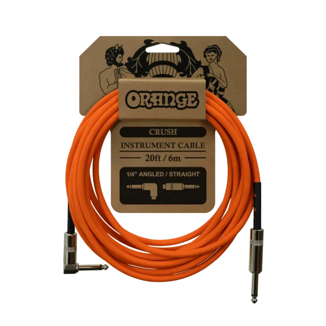 Orange 20ft instrumentkabel vinklet 6m