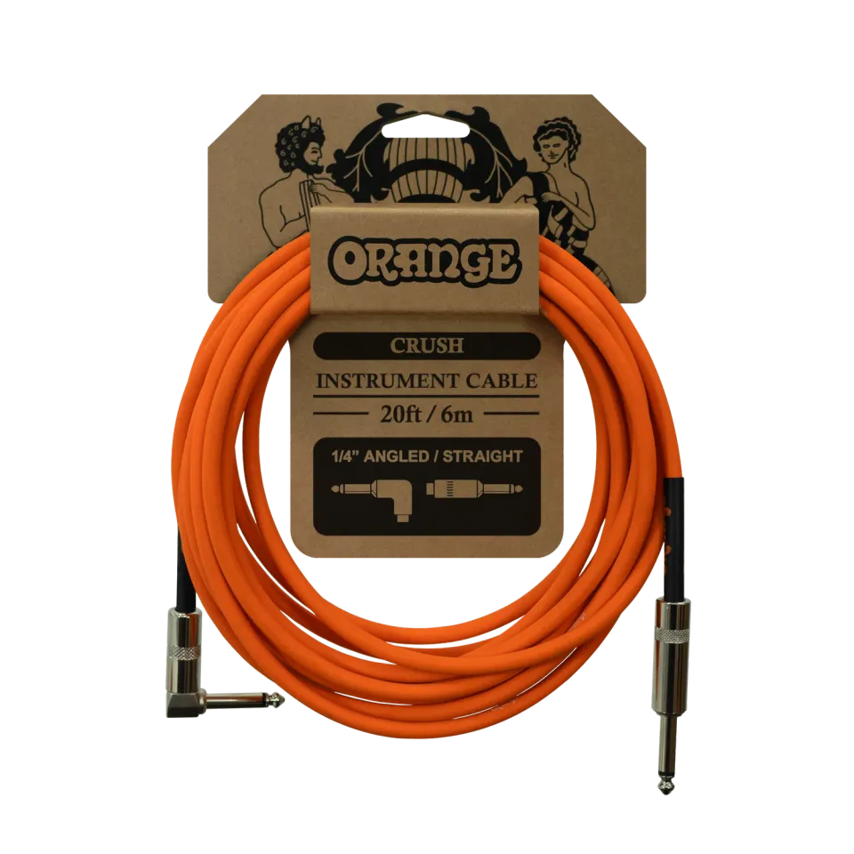 Orange 20ft instrumentkabel vinklet 6m